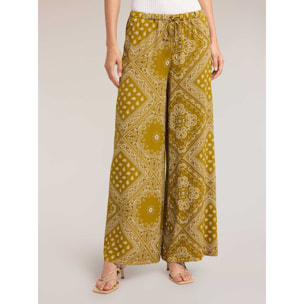 Motivi - Pantalones palazzo de sarga mezcla lyocell - Verde militare