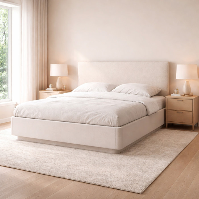 Letto Contenitore Con Testata Imbottita Struttura Resistente Camera Da Letto Matrimoniale Design Moderno Minimal 165.5 x 214 x 120.5 Cm Cashmere
