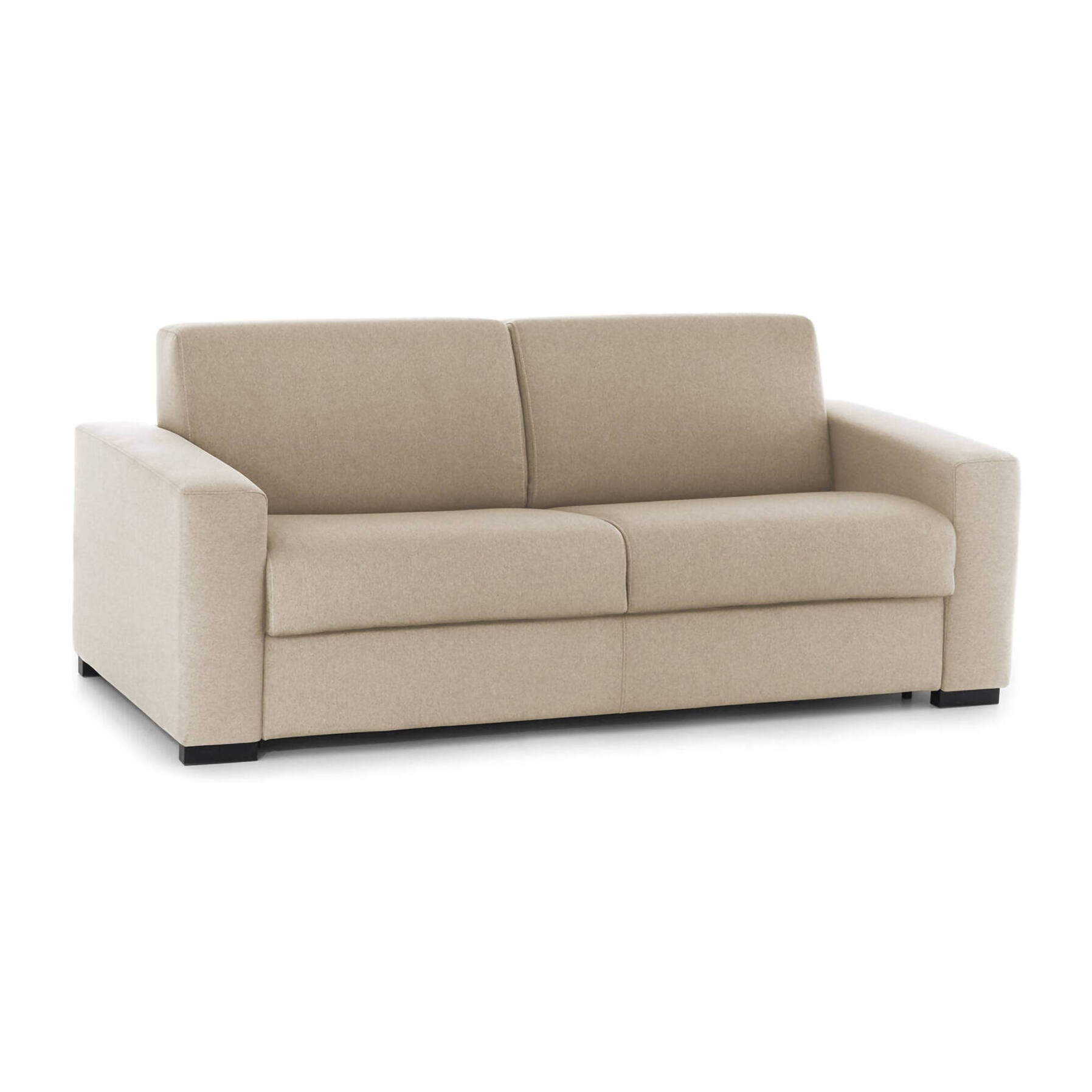 Divano fisso Mara, Divano a 3 posti, 100% Made in Italy, Sofà Soggiorno, in tessuto imbottito, con Braccioli slim, Cm 200x95h90, Beige