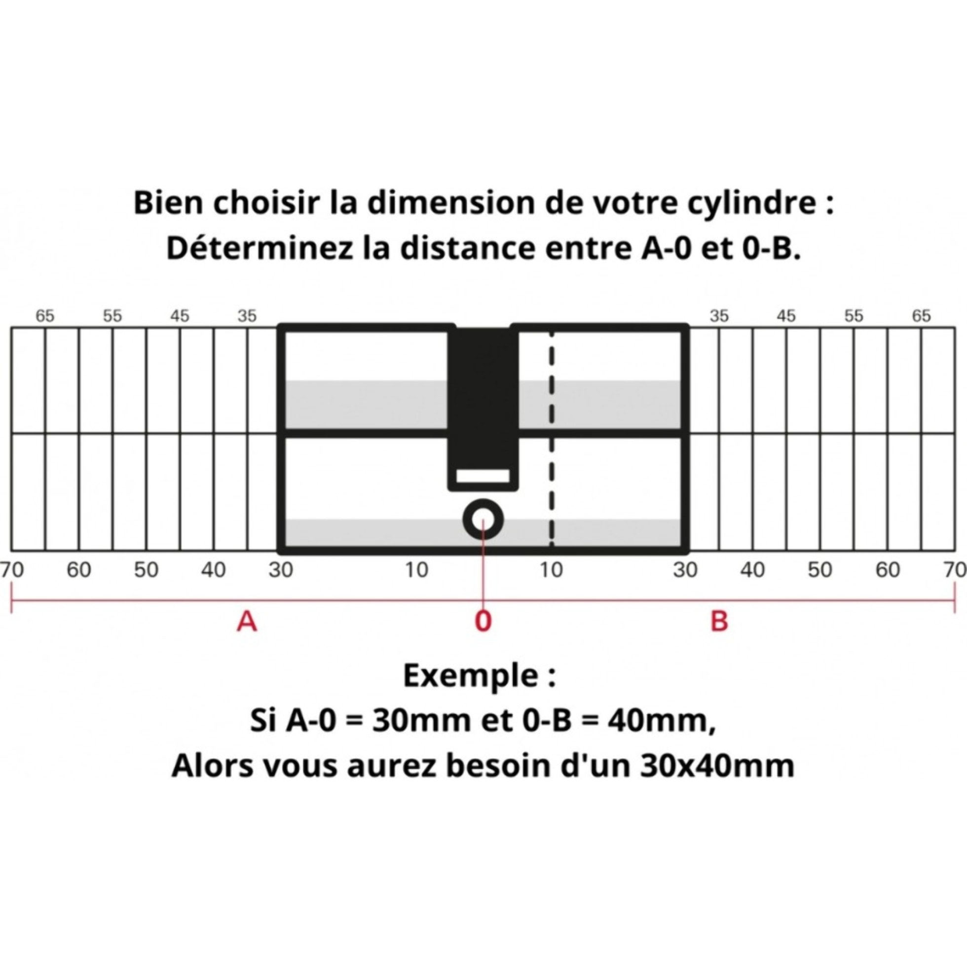 Cylindre de serrure double entrée SA, 30 x 30 mm, anti-arrachement, nickel, 3 clés - 1 pièce - THIRARD - 00016258