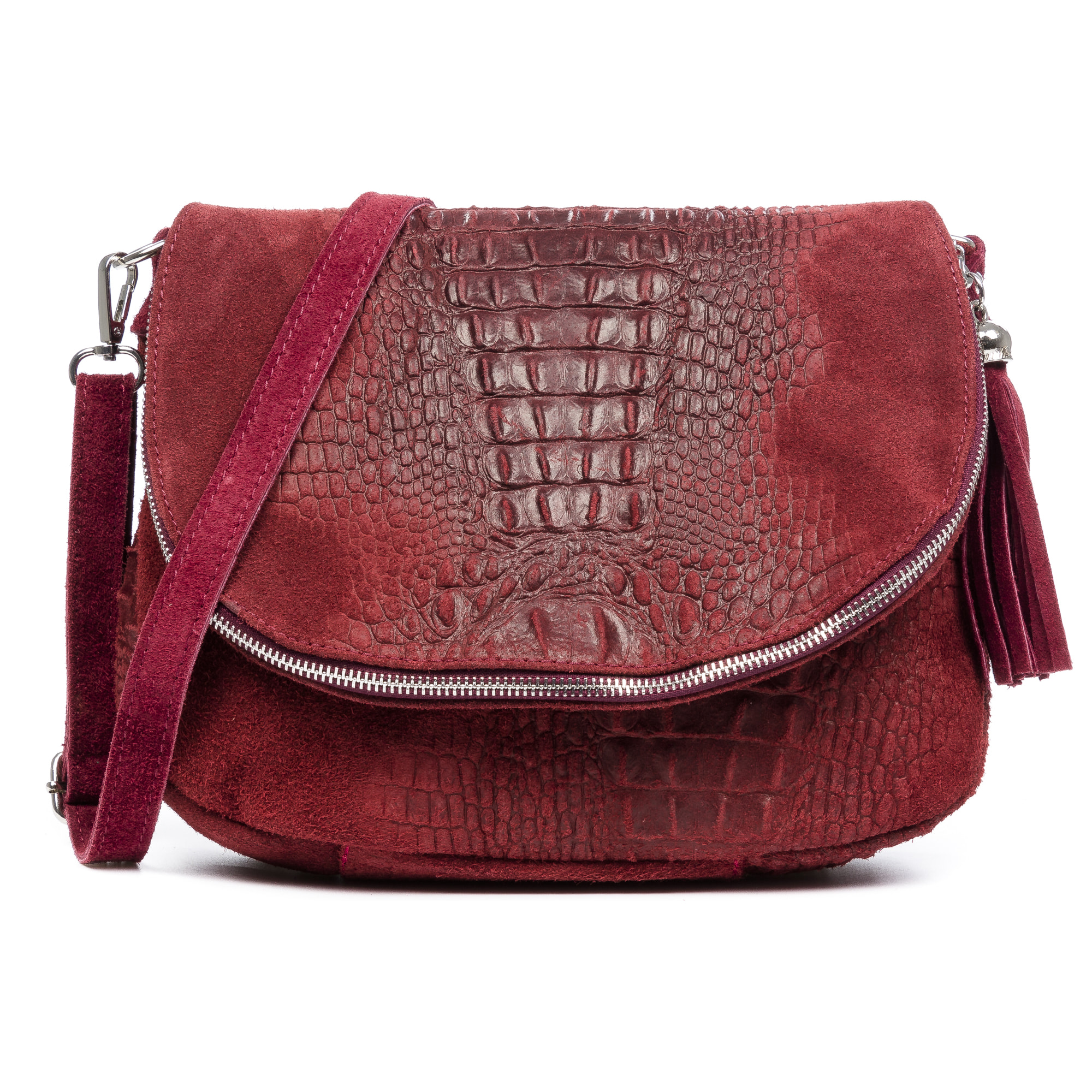 Amanda Borsa a tracolla Donna.Pelle autentica Camoscio Incisione Coccodrillo