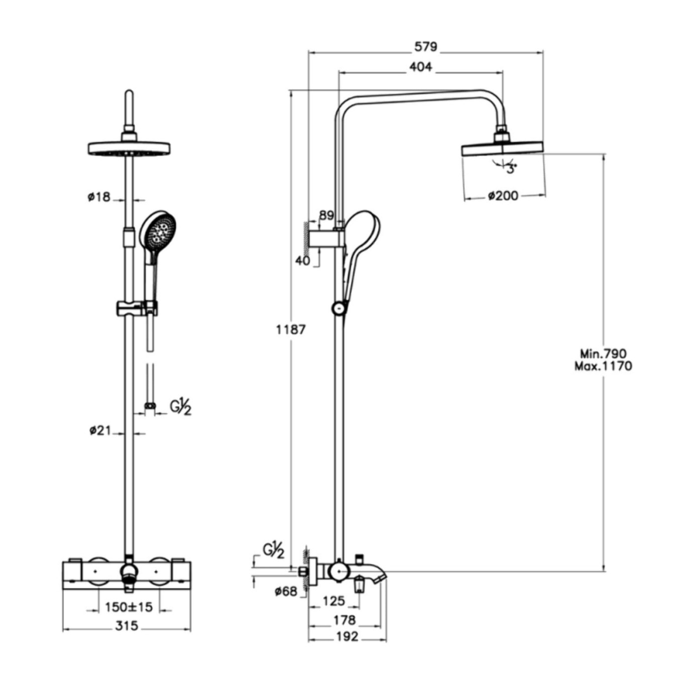 Colonne bain douche thermostatique Aquaheat Joy 220