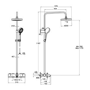 Colonne bain douche thermostatique Aquaheat Joy 220