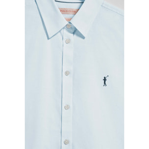 Camisa oxford azul cielo con logo bordado Rigby Go
