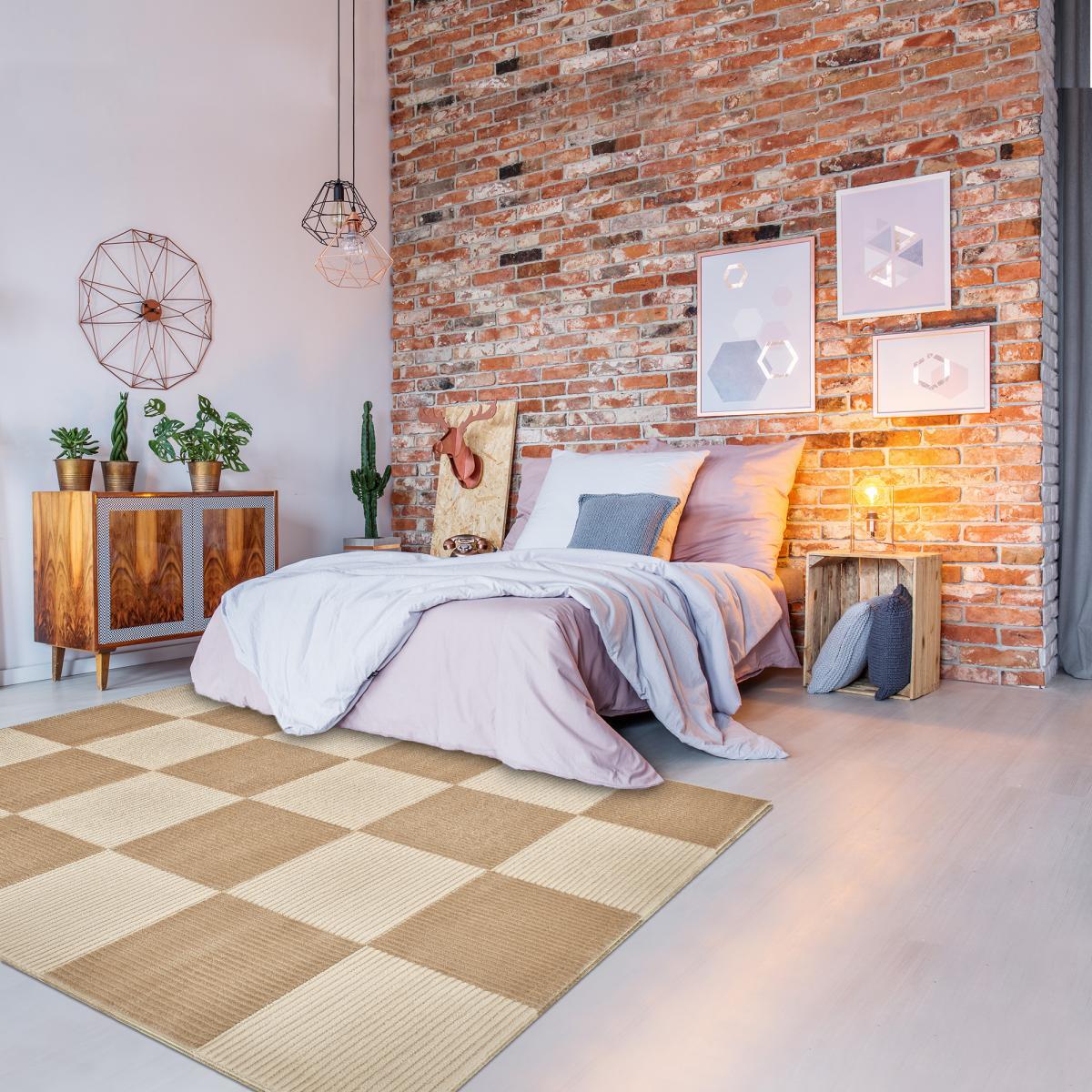 Tapis salon et chambre tissé motif géométrique COLU