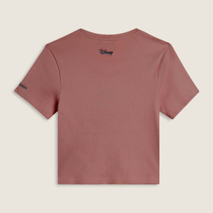 T-shirt cropped da donna in costina con ricami Disney