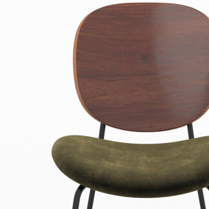 Lot de 2 chaises en velours vert kaki - Simone