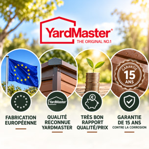 Abri de jardin métal aspect bois Yardmaster 10,46 m² + kit d'ancrage