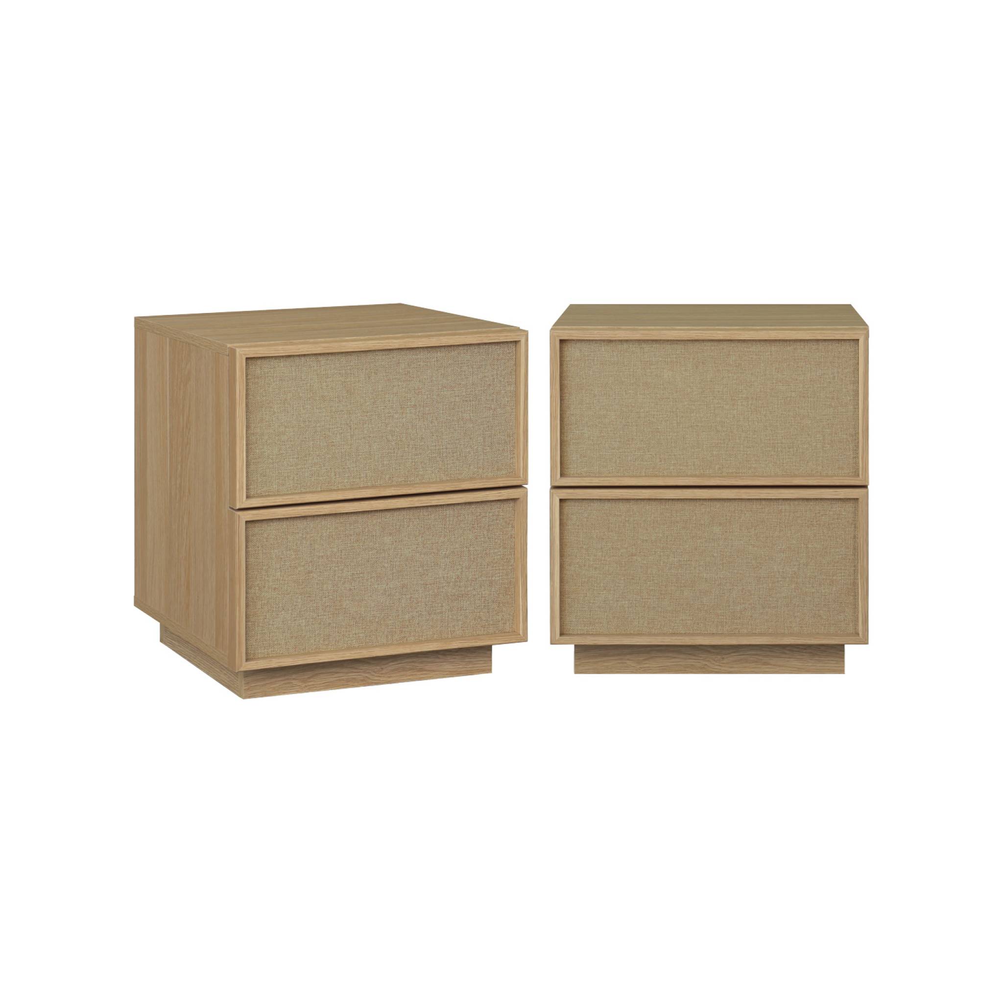 Table de chevet décor bois et tissu 2 tiroirs (lot de 2) KUBA