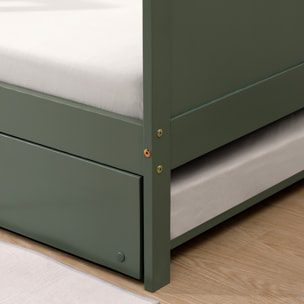 Lit gigogne pour enfant 190x90cm vert ADAM