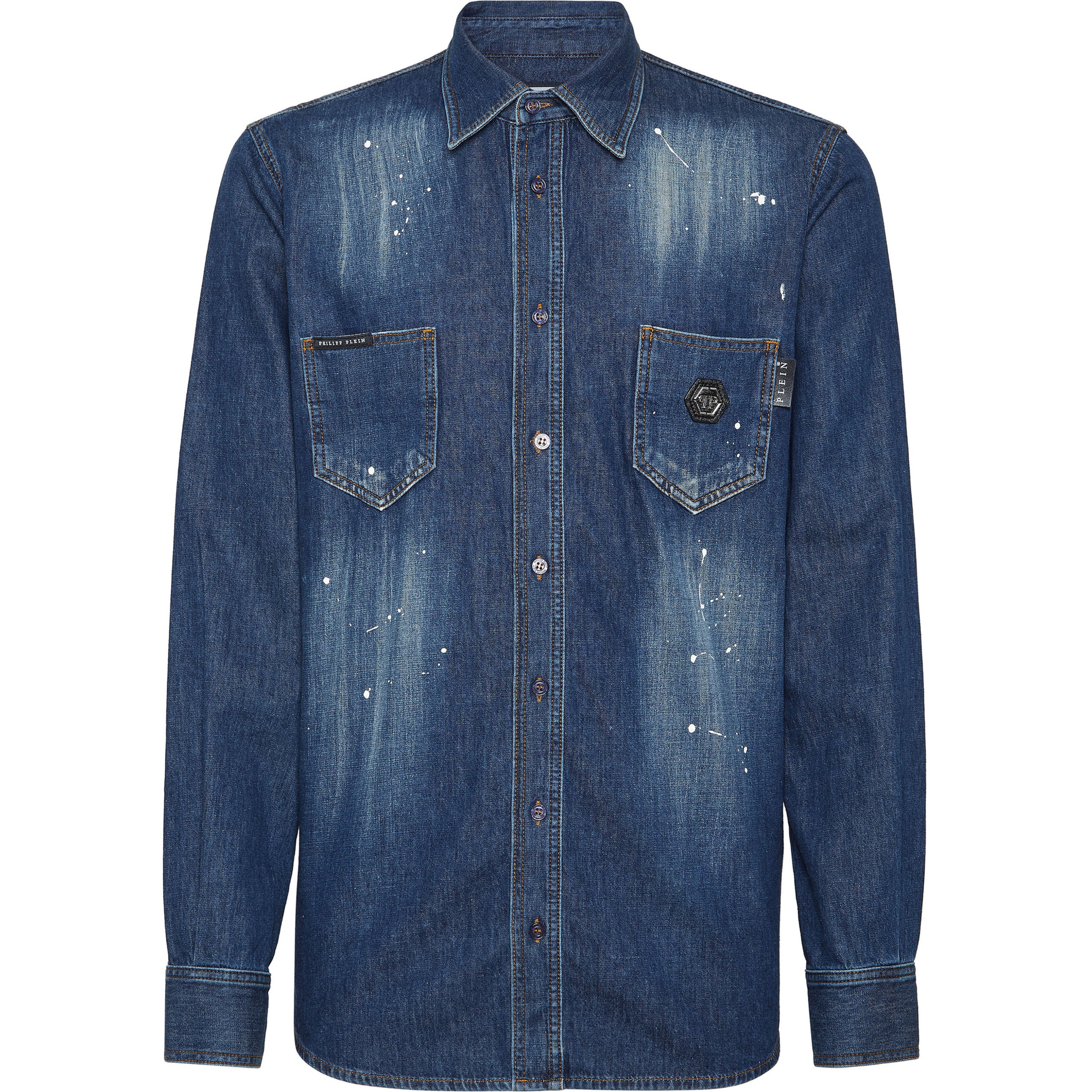 PHILIPP PLEIN Denim Shirt SKULL&BONES