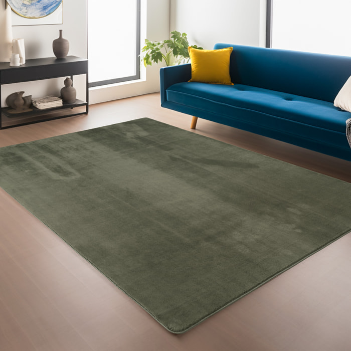 ALBA - Tapis doux vert à poils courts