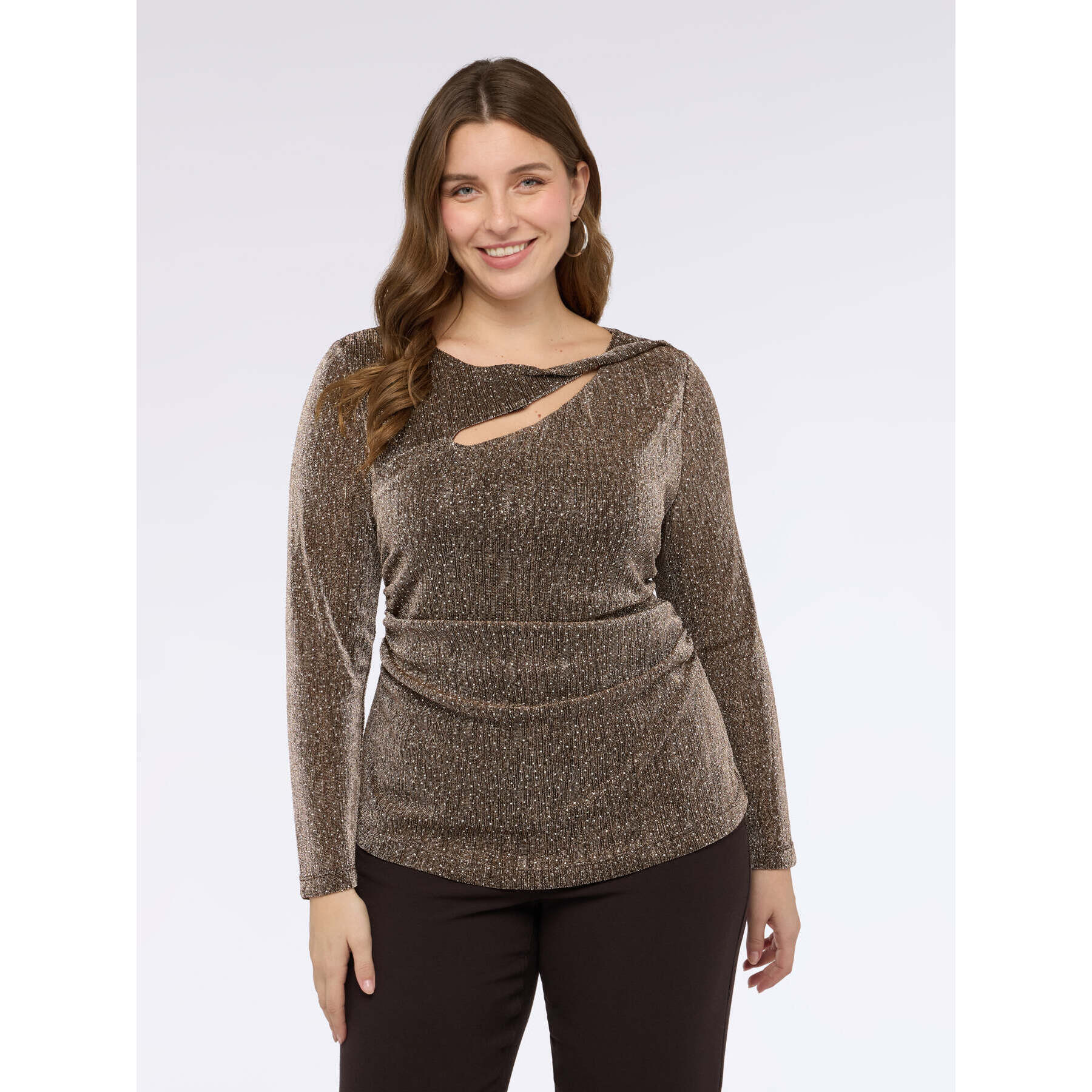 Fiorella Rubino - T-shirt in jersey con strass - Marrone