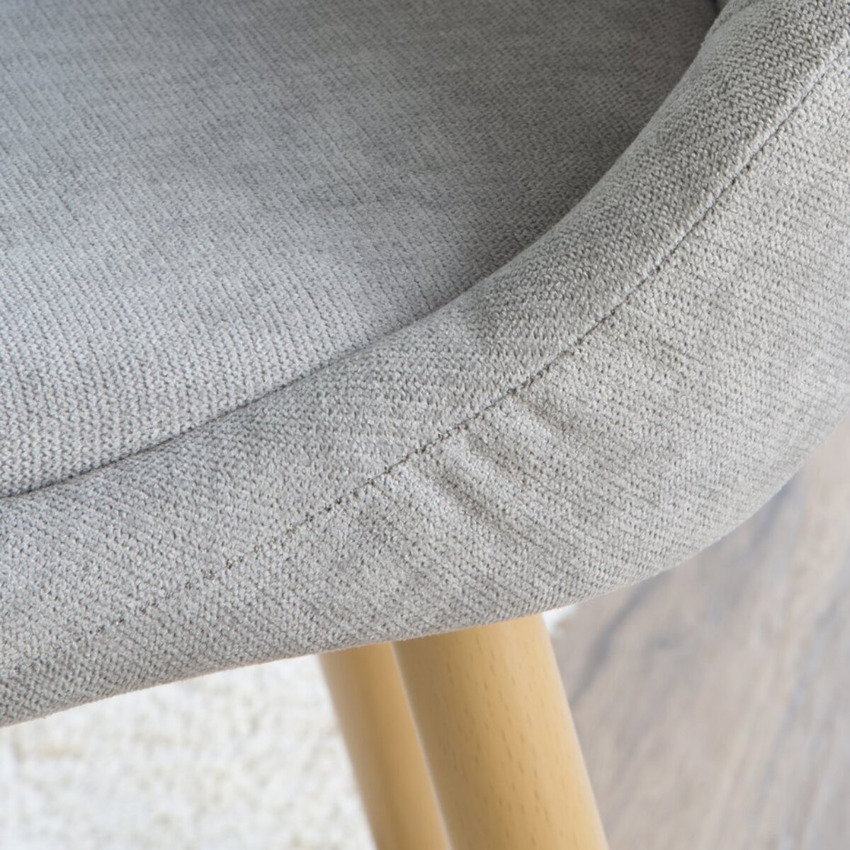 Pack de 4 chaises -tissu et bois, pieds métaliques-couleur gris 47 x 87 x 51 cm