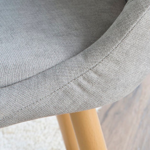 Pack de 4 chaises -tissu et bois, pieds métaliques-couleur gris 47 x 87 x 51 cm