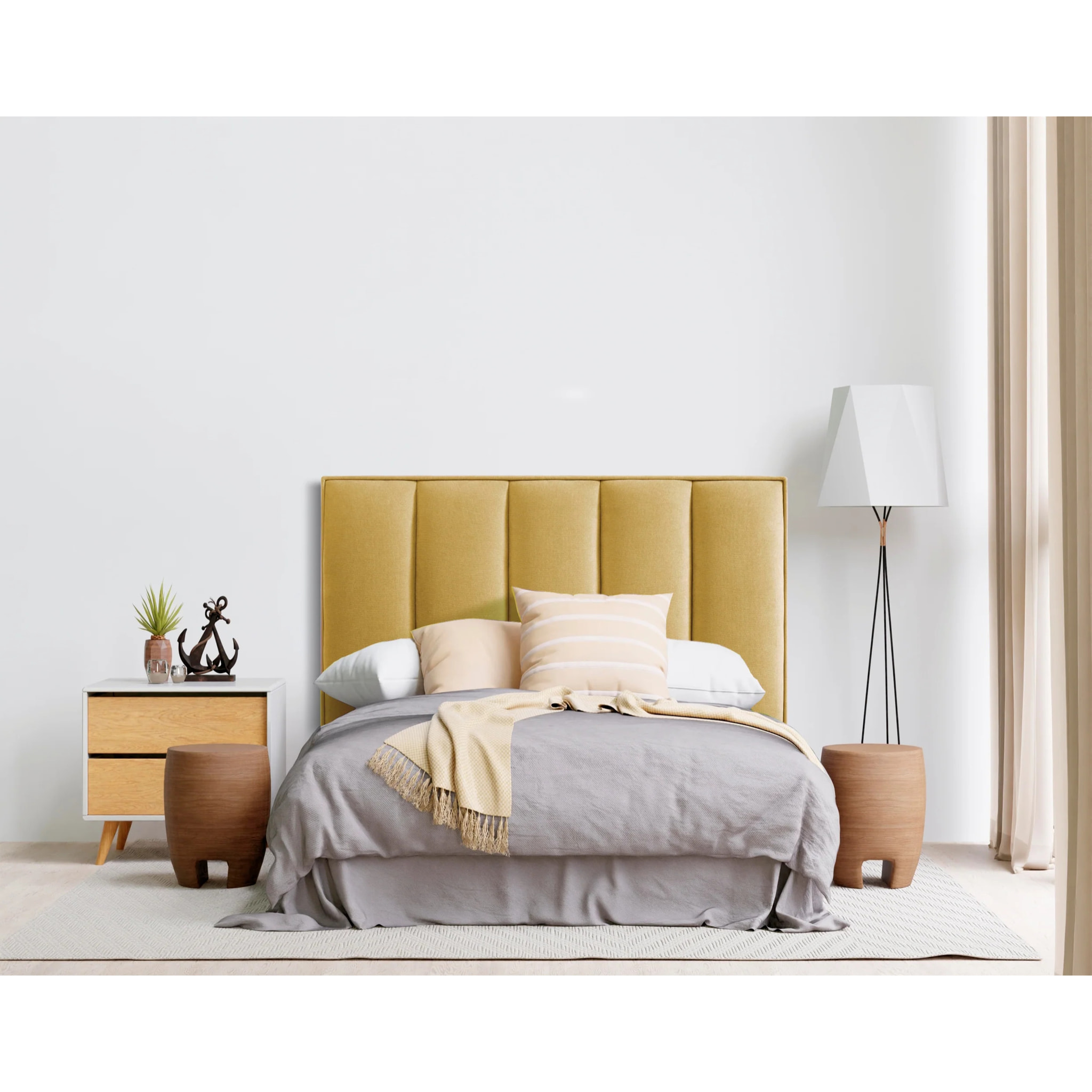 Cabecero de madera tapizado en tela para cama de 90 100x132