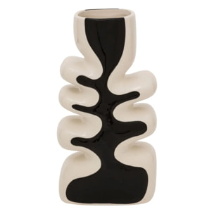 Vase vague "Twis" céramique noir & blanc H28cm