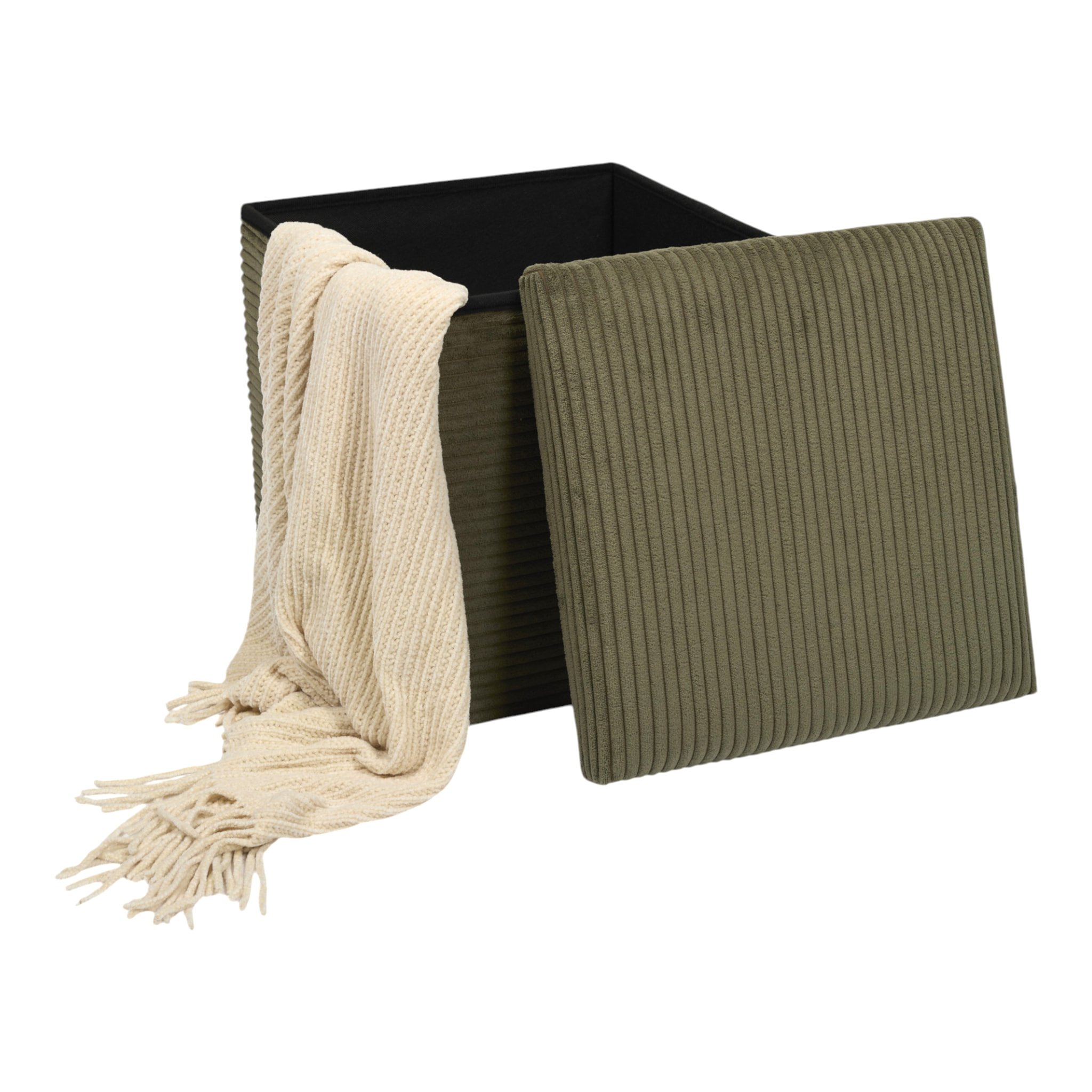 Coffre Pouf Pliable Cotele Scott Vert