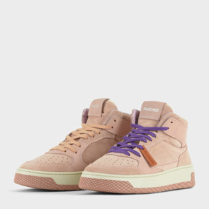 SNEAKER MID P02 DONNA IN SUEDE E PELLE ROSA CIPRIA