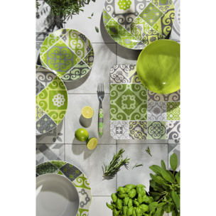 Servizio piatti 18 pezzi Excelsa Maiolica Green, porcellana e stoneware multicolore