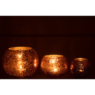 J-Line photophore Boule Craquele Effet Nacré - verre - marron - large