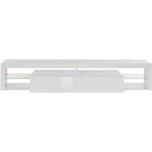 Mobile porta TV Dcolombin, Base porta TV, Credenza bassa da soggiorno a 1 anta, 100% Made in Italy, 200x40h35 cm, Bianco lucido