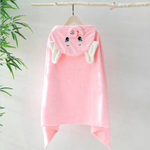 Accappatoio per bambini con cappuccio design elefante. 70x140 cm.