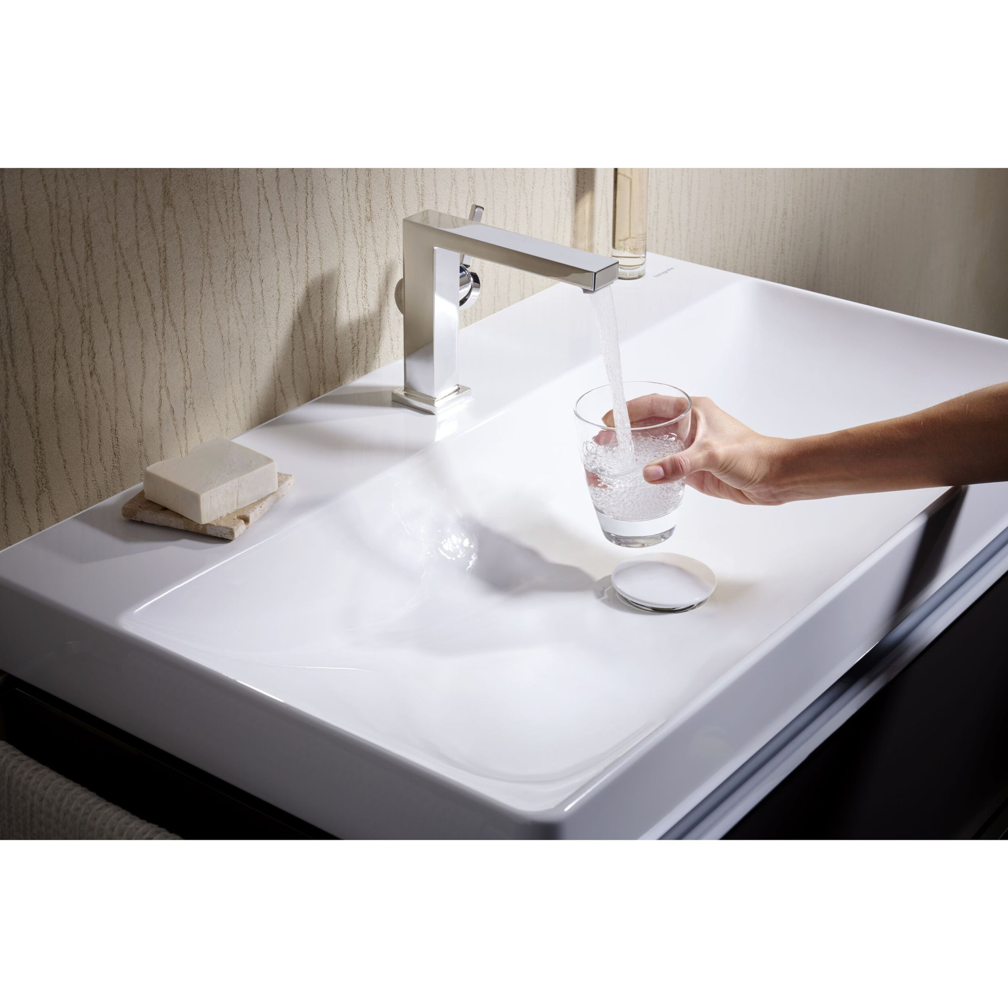 Mitigeur lavabo CoolStart Tecturis E 110 Fine EcoSmart+ bonde clic-clac, Chromé