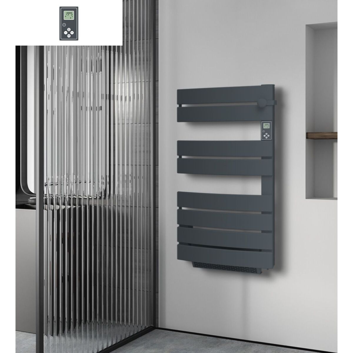 Radiateur sèche-serviette Anthracite 750w soufflerie 1000w