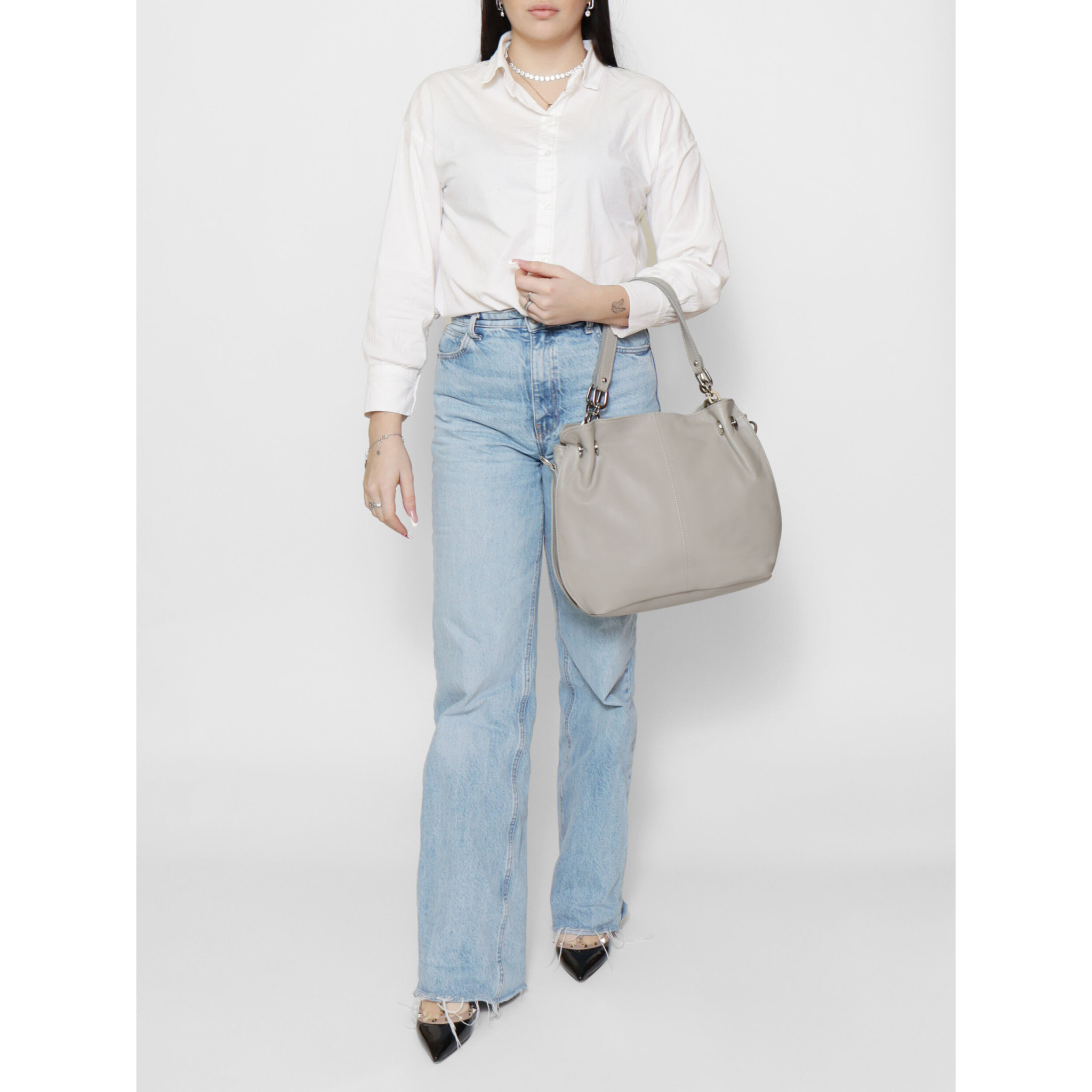 Borsa a mano da donna Made in Italy - Modello Ereba - 100% pelle - 38.0 x 30.0 x 12.0 cm