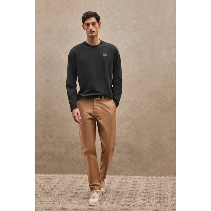 Maglietta nera a maniche lunghe con toppa personalizzata Polo Club