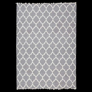 tapis salon 170x240 fait main en laine gris rectangle motif scandinave ARIFA