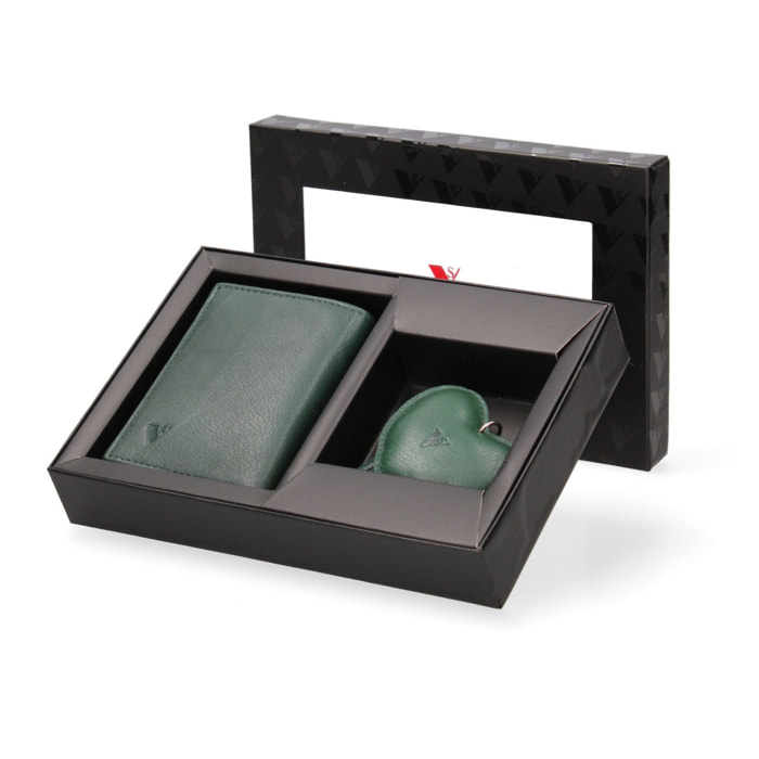 Set portafoglio e portachiavi uomo in vera pelle - Valentinio - 10.0 x 8.0 x 3.0 cm