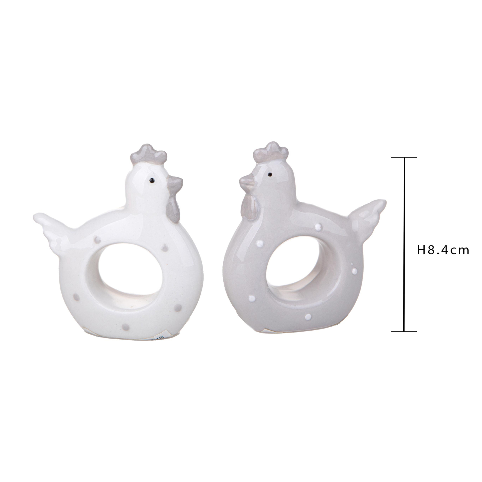 Porta Tovagliolo In Ceramica A Forma Di Gallina. Altezza 8 Cm - Pezzi 12 - 7,5X8,4X2,4cm - Colore: Incolore - Bianchi Dino - Contenitori Pasquali,Ceramica,Resina Cesteria