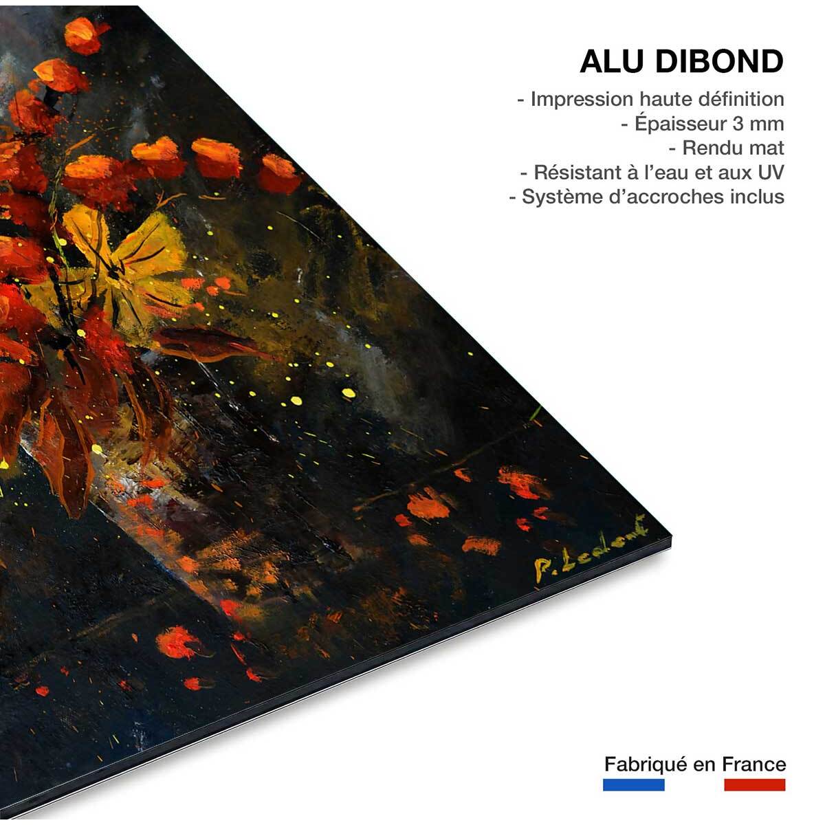 Tableau vase fleurs orange Tableau alu Dibond