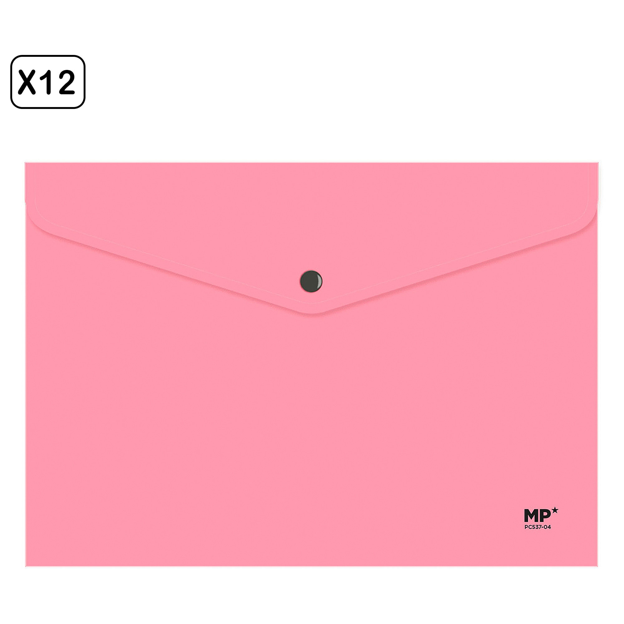 PACK 12 UNIDADES CARPETA SOBRE CIERRE BOTÓN A4 ROSA
