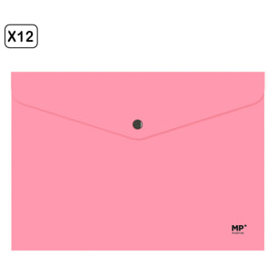 PACK 12 UNIDADES CARPETA SOBRE CIERRE BOTÓN A4 ROSA