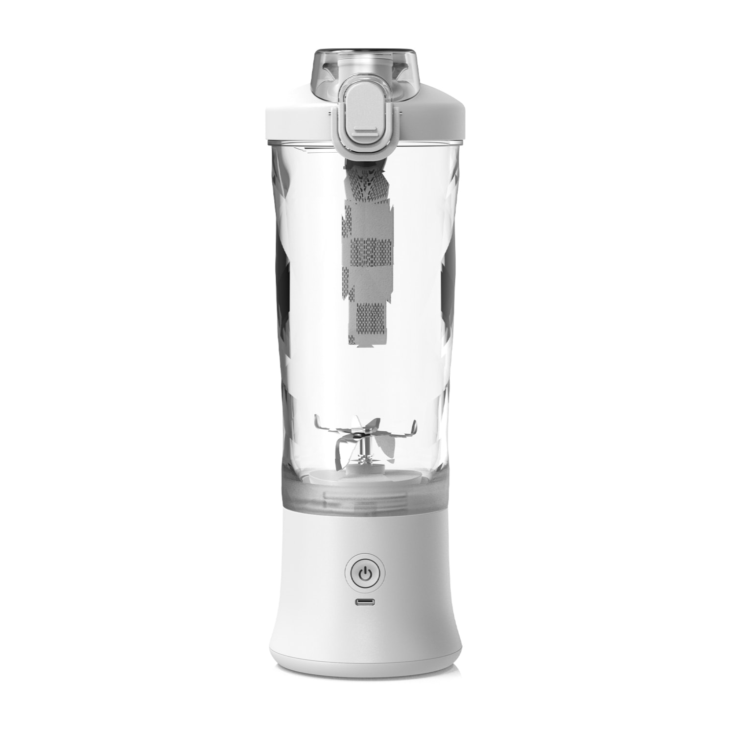 Batidora portátil A9 de 600 ml con 6 cuchillas de acero inoxidable y luz LED multicolor. Con batería recargable de 4000mAh, perfecta para preparar bebidas en cualquier lugar.