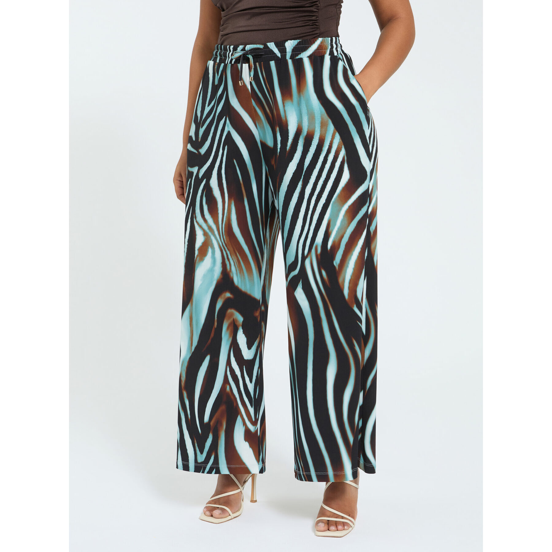 Fiorella Rubino - Pantaloni palazzo zebrati in jersey - Marrone