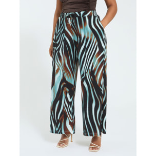 Fiorella Rubino - Pantaloni palazzo zebrati in jersey - Marrone