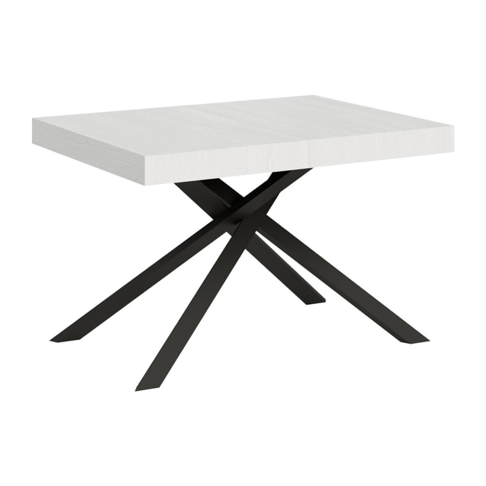 Table extensible 130x90/234 cm Karida Frêne Blanc cadre Anthracite