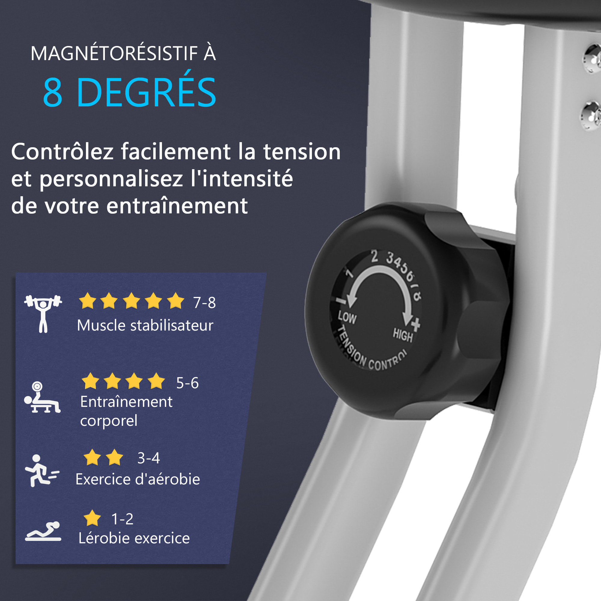 Vélo d'appartement pliable réglable écran LCD multifonction