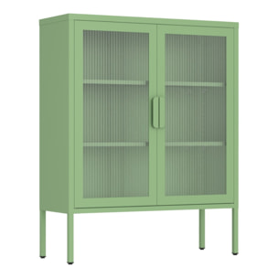 Vetrina in metallo 2 ante con ripiani 80x38x100h cm verde - Pop