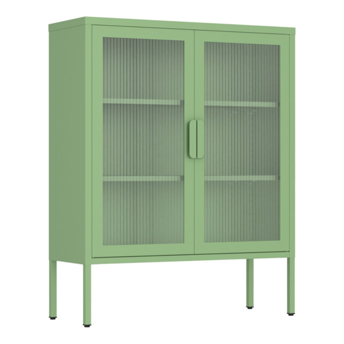 Vetrina in metallo 2 ante con ripiani 80x38x100h cm verde - Pop