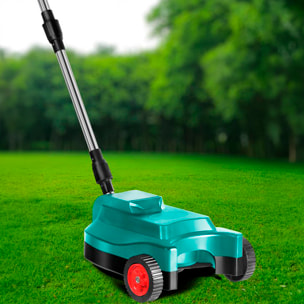 Tosaerba elettrico 21V con lama a 1.300rpm, due batterie ricaricabili da 15.000mAh, manico regolabile e tre livelli di altezza delle ruote.