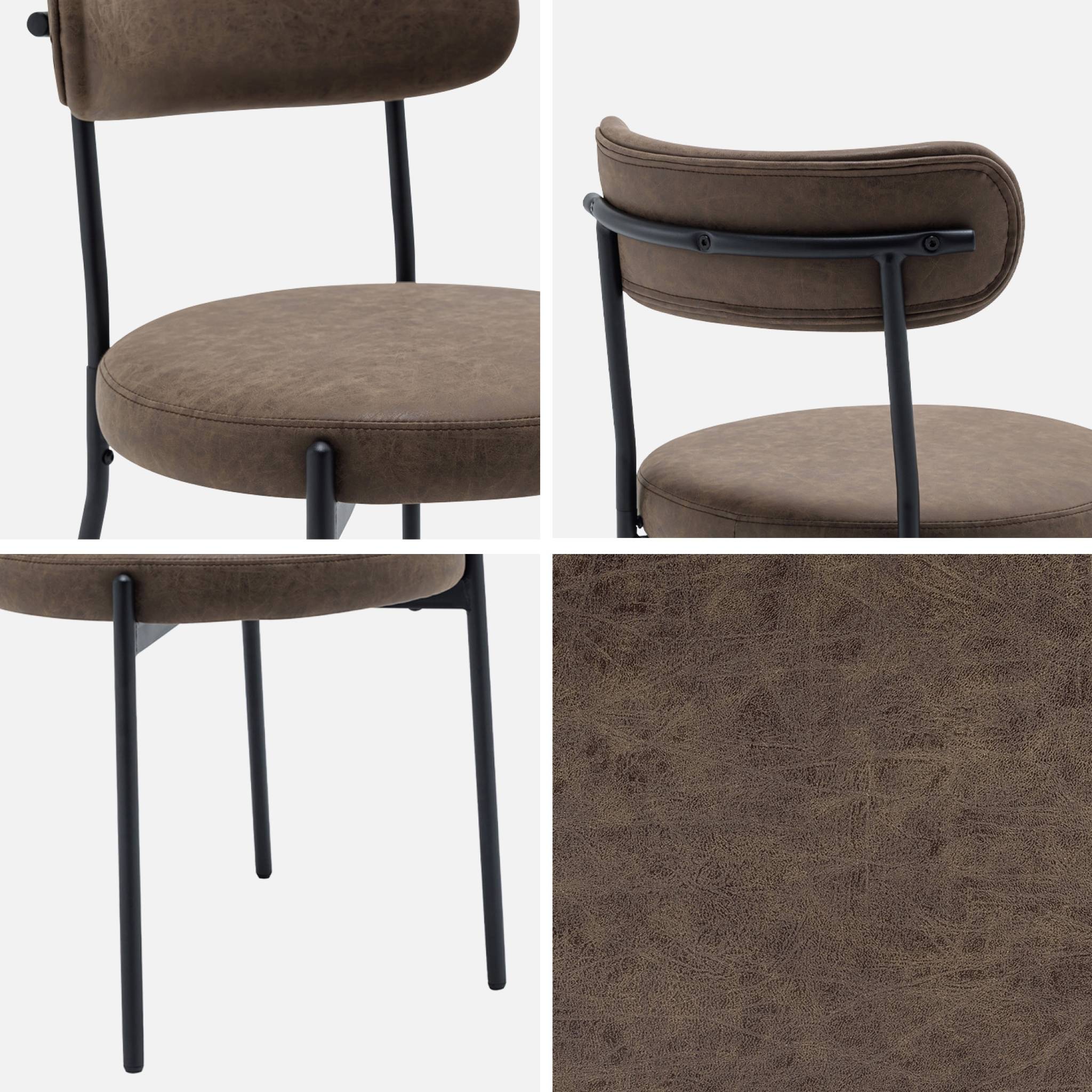 Lot de deux chaises métal et simili cuir marron L 47 x P 49 x H 76.5cm - Livia