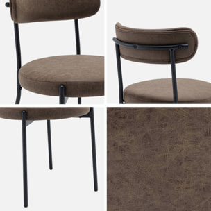 Lot de deux chaises métal et simili cuir marron L 47 x P 49 x H 76.5cm - Livia