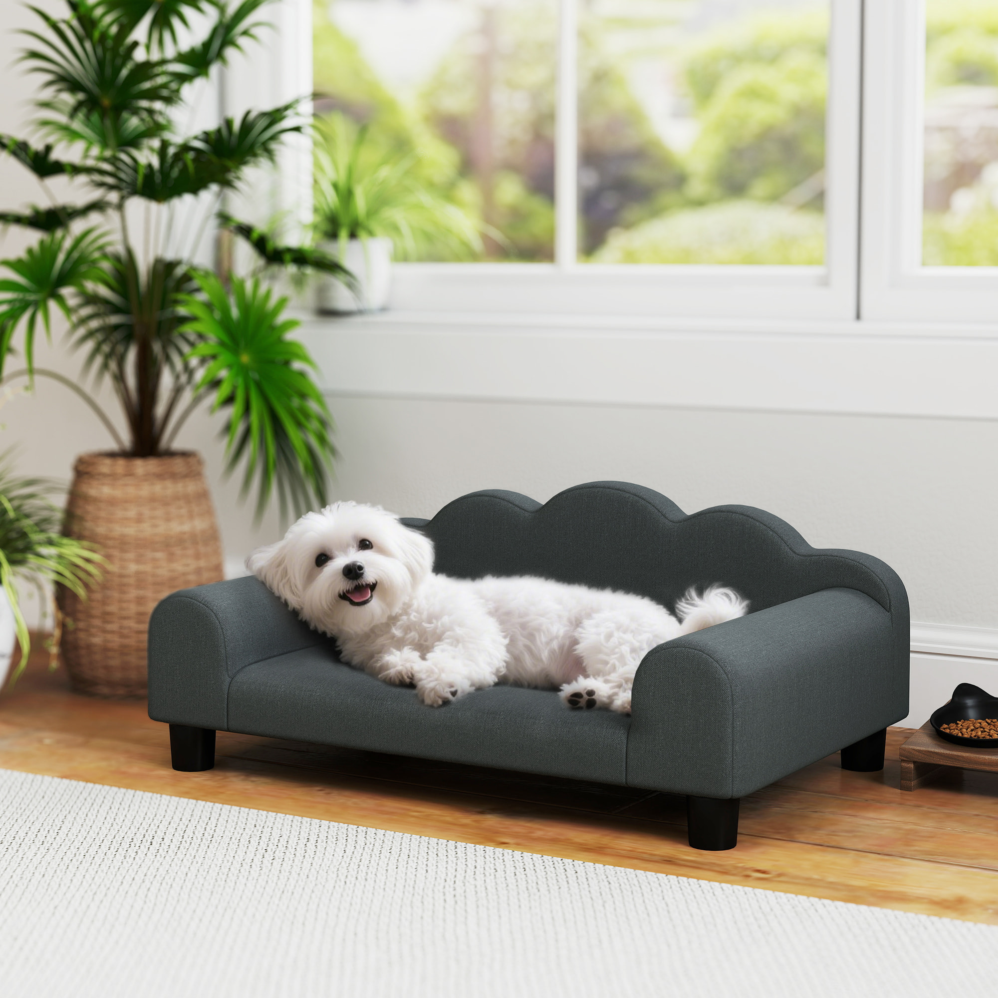 Canapé chien lit pour chien chat design contemporain coquillage dim. 66L x 42l x 28,5H cm gris