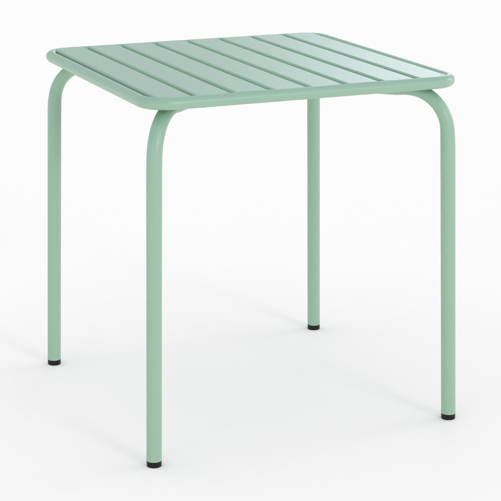 Table de jardin carrée en métal vert clair - Yumi