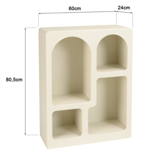 HELENA - Etagère 4 niches 60x24cm en bois peint couleur beige